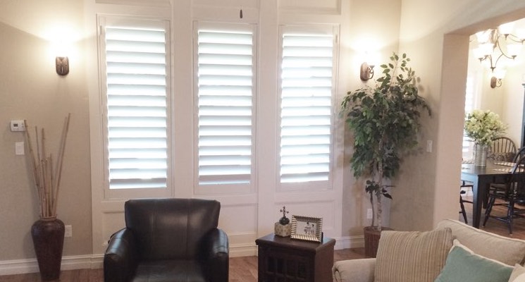 Sacramento living room white shutters